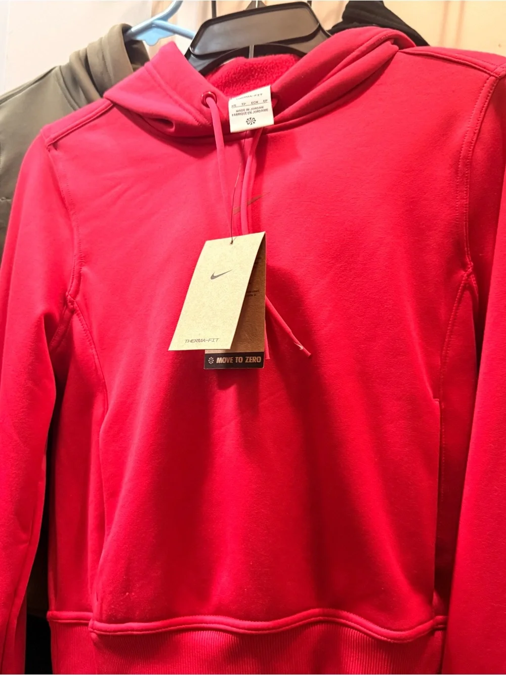 Nike Olive Green and Bright Pink Therma-FIT Hoodie (XS)